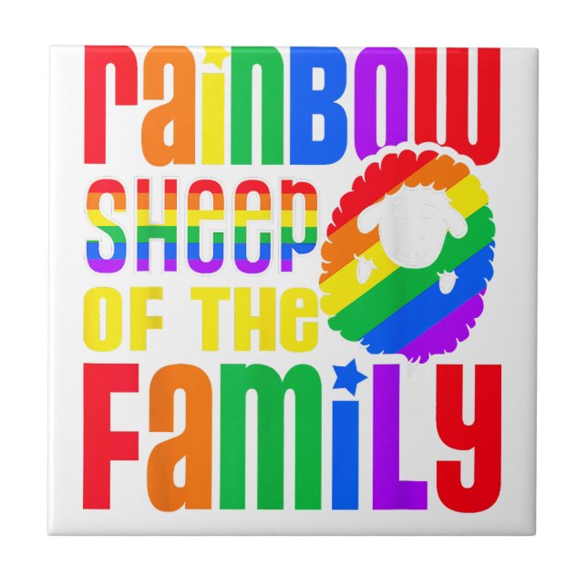 Rainbow Sheep Of The Family LGBT Pride  Ceramic Tile (Front)