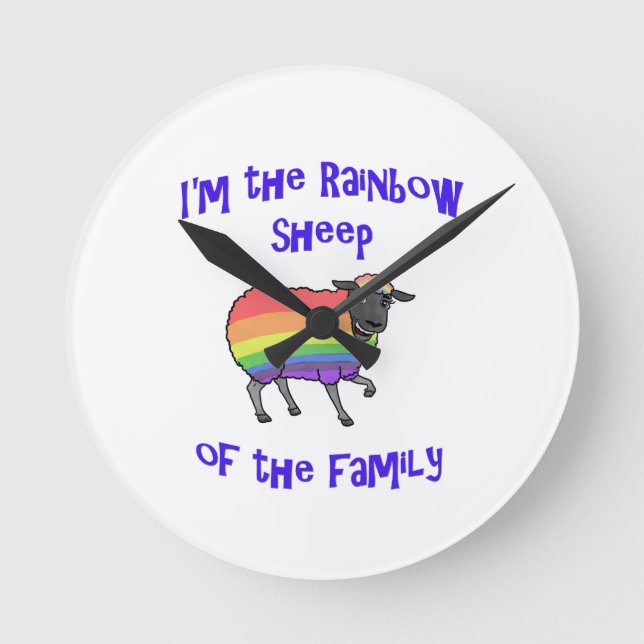 Rainbow Sheep of the Family Round Clock (Front)