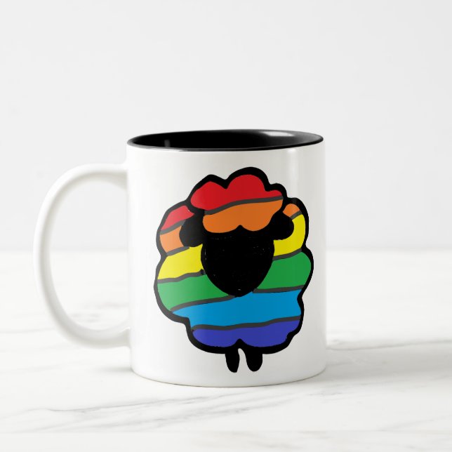 Rainbow Sheep Two-Tone Coffee Mug (Left)