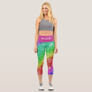 Rainbow Shellfish Pattern Personalise Name Capri Leggings