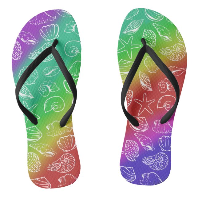 Rainbow Shellfish Pattern Thongs (Footbed)