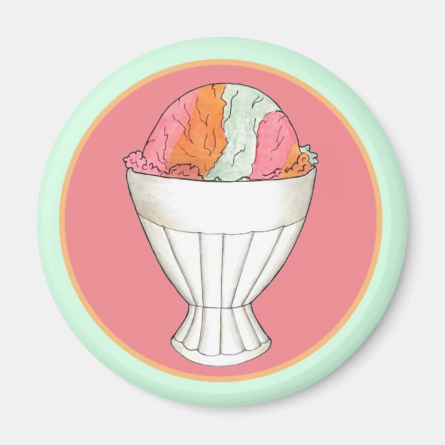 Rainbow Sherbet Ice Cream Sorbet Dessert Scoop Magnet (Front)