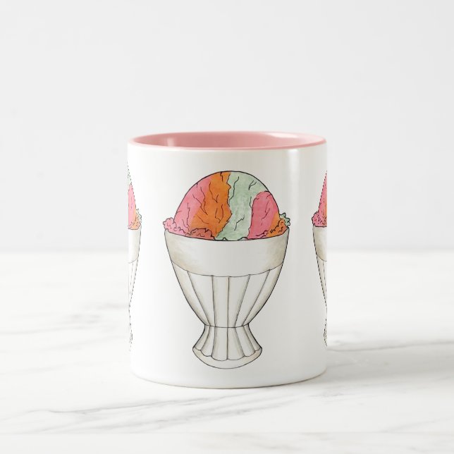 Rainbow Sherbet Ice Cream Sorbet Dessert Scoop Two-Tone Coffee Mug (Center)