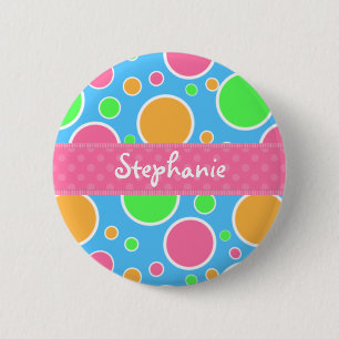Rainbow Sherbet Polka Dots 6 Cm Round Badge