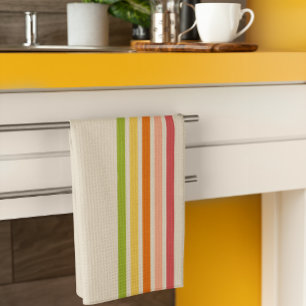 Rainbow Sherbet Vintage-Striped Tea Towel