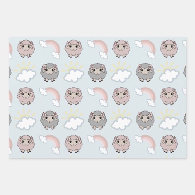 Rainbow Shhep Wrapping Paper Sheet (Front)