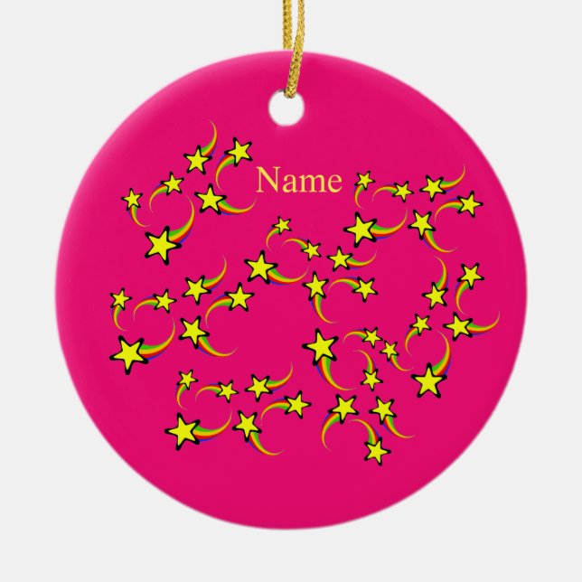 Rainbow Shooting Stars Thunder_Cove Ceramic Ornament (Front)