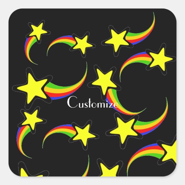 Rainbow Shooting Stars Thunder_Cove   Square Sticker (Front)