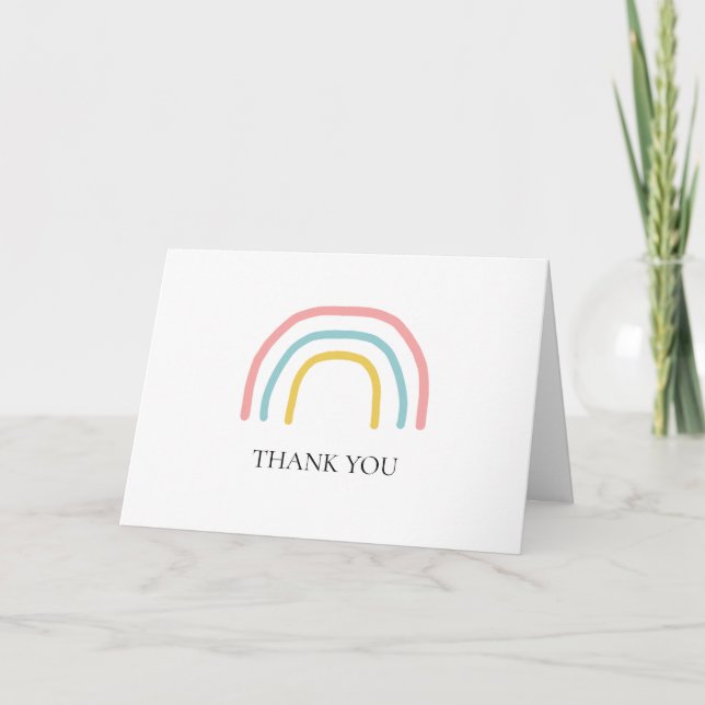 Rainbow Shower Birthday Thank You Card (Front)