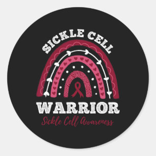 Rainbow Sickle Cell Warrior Sickle Cell Awareness Classic Round Sticker