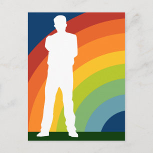 rainbow silhouetted man postcard