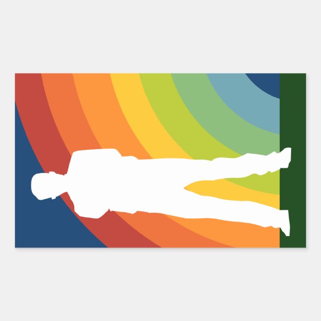 rainbow silhouetted man rectangular sticker (Front)