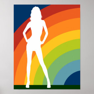 rainbow silhouetted woman poster