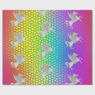 Rainbow SILVER UNICORN BIRTHDAY WEDDING WRAP Wrapping Paper