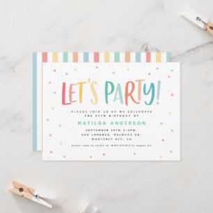 Rainbow simple colourful modern typography  invitation