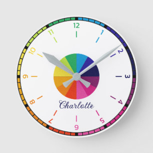 Rainbow Simple Educational Personalised Kids Round Clock