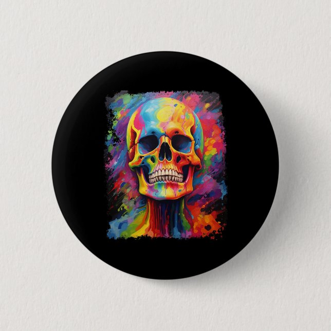 Rainbow Skeleton Anatomy Scary Halloween  6 Cm Round Badge (Front)