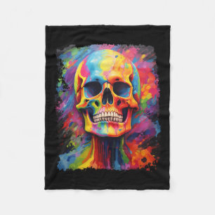 Rainbow Skeleton Anatomy Scary Halloween  Fleece Blanket