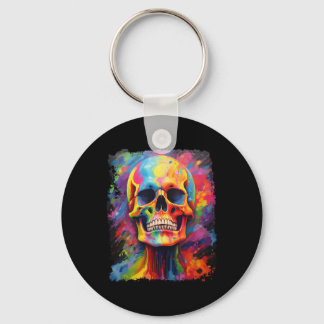 Rainbow Skeleton Anatomy Scary Halloween  Key Ring