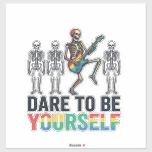 Rainbow Skeleton Dare to Be Yourself Vector Design