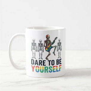 Rainbow Skeleton Dare to Be Yourself Vector Design Coffee Mug