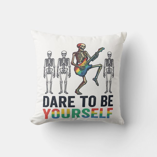 Rainbow Skeleton Dare to Be Yourself Vector Design Cushion (Front)