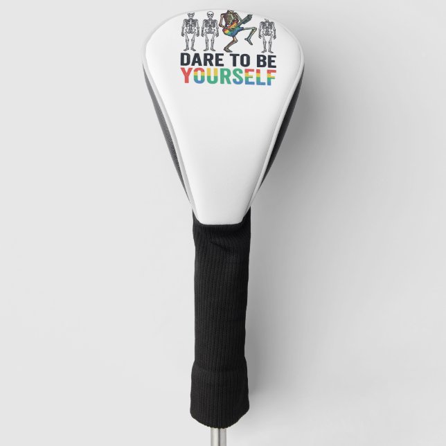 Rainbow Skeleton Dare to Be Yourself Vector Design Golf Head Cover (Front)