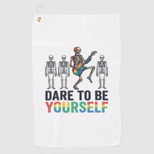 Rainbow Skeleton Dare to Be Yourself Vector Design Golf Towel