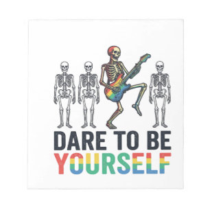 Rainbow Skeleton Dare to Be Yourself Vector Design Notepad