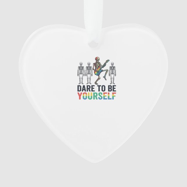 Rainbow Skeleton Dare to Be Yourself Vector Design Ornament (Front)
