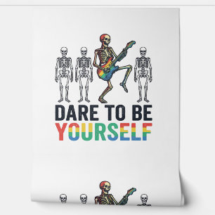 Rainbow Skeleton Dare to Be Yourself Vector Design Wallpaper