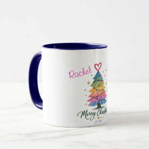 Rainbow Sketched Christmas Tree Mug