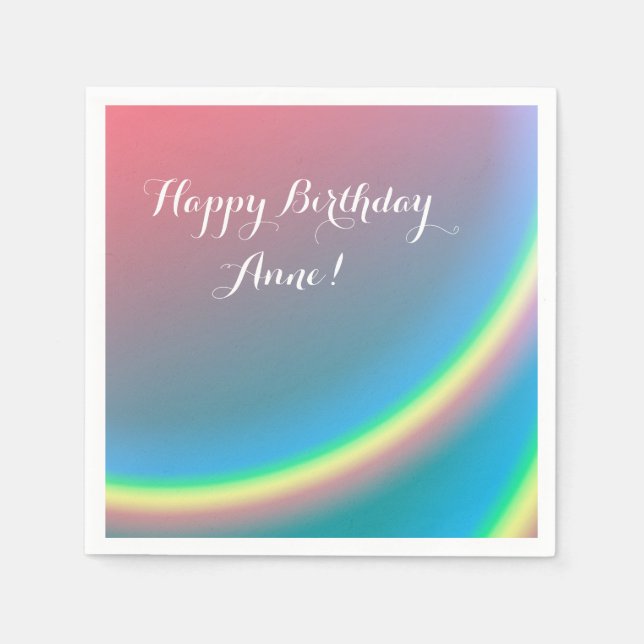 Rainbow Skies Happy  Birthday Personalised Napkins (Front)