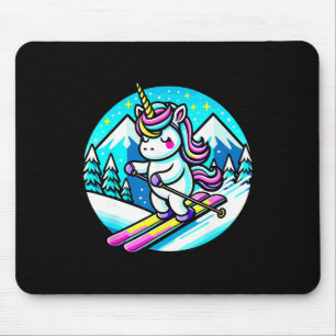 Rainbow Skiing Unicorn Kawaii Ski Cute Pastel Soft Mouse Pad