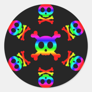 Rainbow Skull and Crossbones sticker