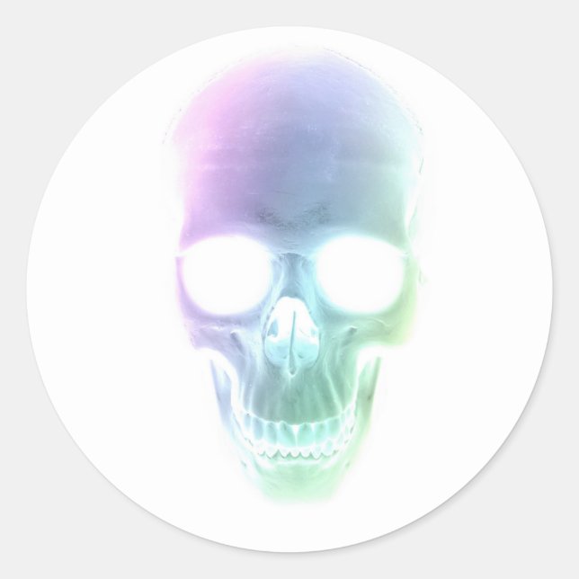 Rainbow Skull - Custom Background Classic Round Sticker (Front)