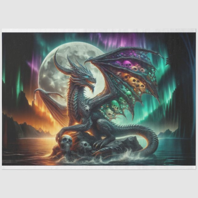 Rainbow Skull Dragon Tissue Paper (Front)