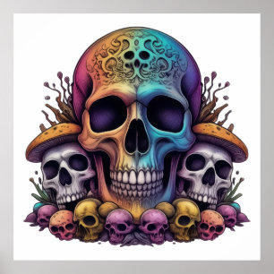 Rainbow Skull Garden Poster
