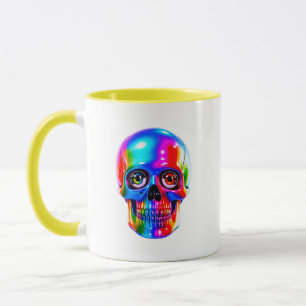Rainbow Skull Neon Glossy Gothic Halloween Gift De Mug