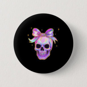 Rainbow Skull Shirt Halloween Cute Bow Pastel Aest 6 Cm Round Badge