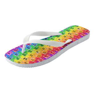 Rainbow Skulls Gay Pride Flag Colours Slip-On Snea Thongs
