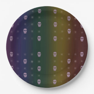 Rainbow Skulls Paper Plate