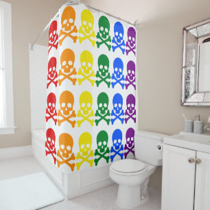 RAINBOW SKULLS SHOWER CURTAIN
