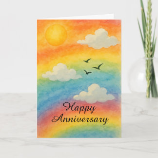 Rainbow Sky Anniversary – LGBTQ+ Love Celebration  Card