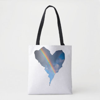 Rainbow Sky Heart Tote Bag | Dreamy Nature Canvas