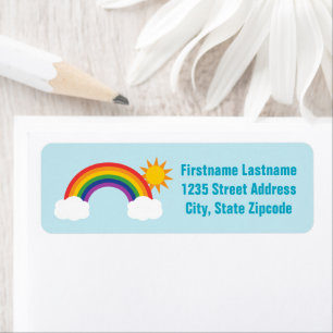 Rainbow Sky   Light Blue Return Address Label