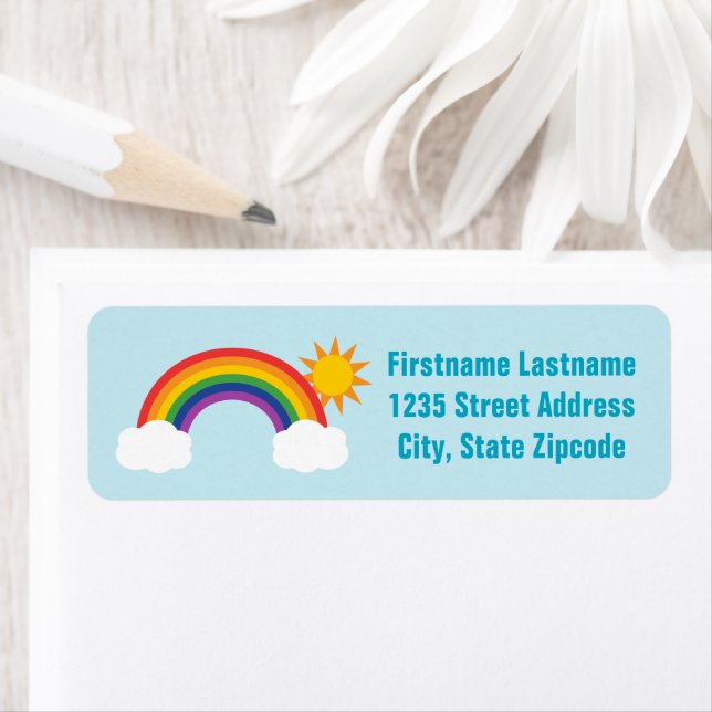 Rainbow Sky Light Blue Return Address Label (Insitu)