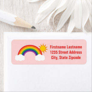 Rainbow Sky   Light Pink Return Address Return Address Label