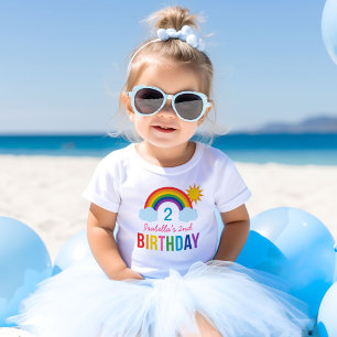 Rainbow Sky Modern Birthday Party for Girl Baby T-Shirt
