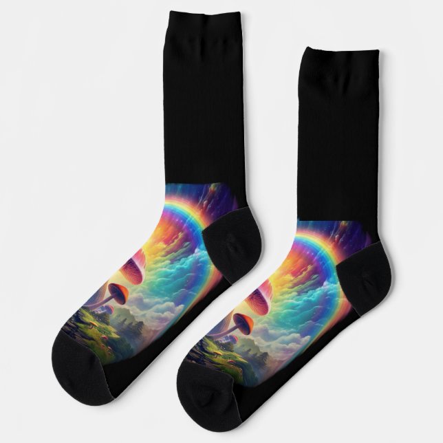 Rainbow Sky Mushroom  Socks (Left)
